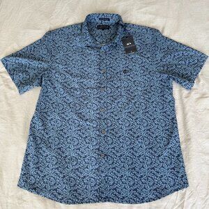 NWT Mens Button Up Fishhippie Rumfront Indigo Shirt L